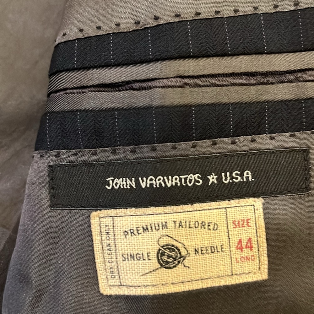 John Varvatos Suit Blazer Pin Stripe‎ Jacket Size 44 L 100% Wool